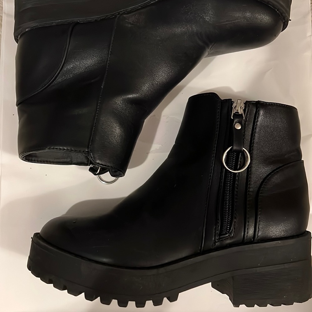 Black zip up boots